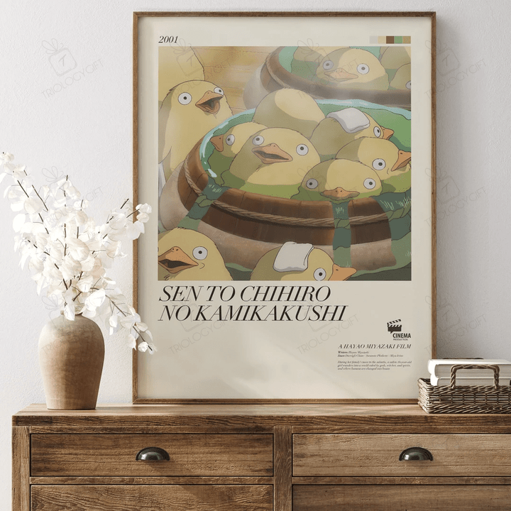 Spirited Away Movie Poster, Minimalist Modern Framed Hayao Miyazaki Anime Posters, Classic Vintage Wall Art Home Decor Print Poster