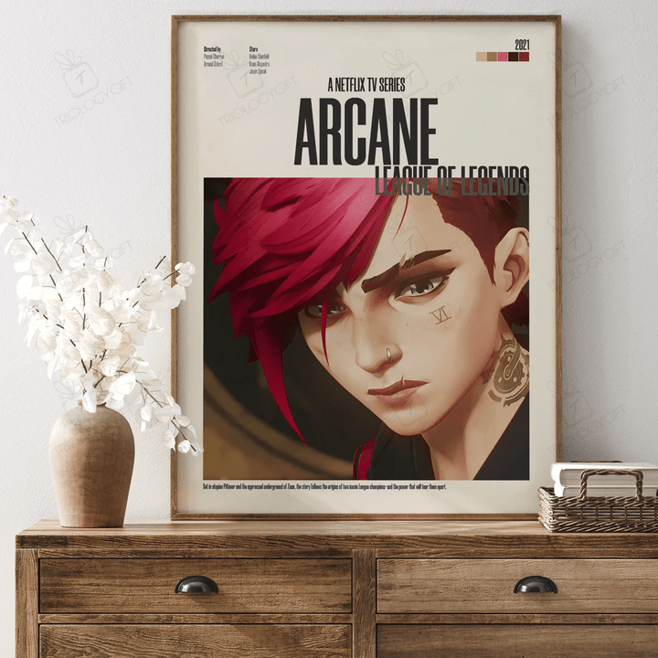 Arcane League Of Legends Movie Tv Series Poster, Minimalist Modern Framed Posters, Classic Vintage Retro Wall Art Home Decor Print Poster