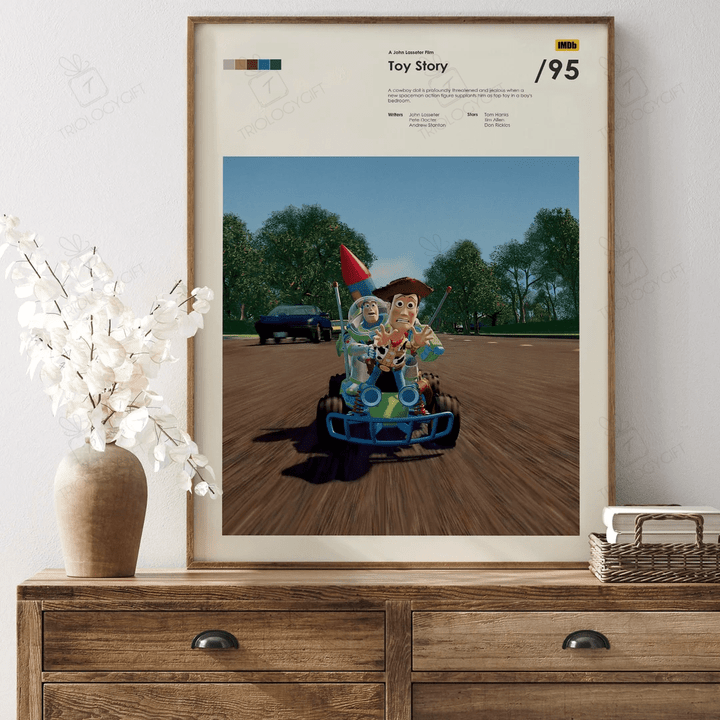 Toy Story Disney Movie Poster Print, Minimalist Modern Framed Animation Character Posters, Vintage Retro Wall Art Home Decor Theme Poster