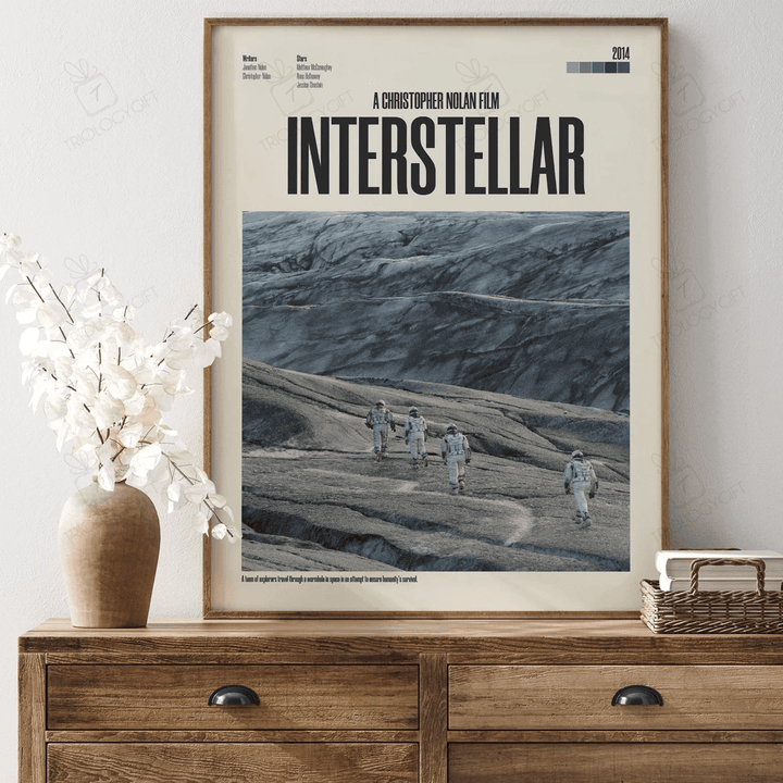 Interstellar Movie Poster Print, Modern Illustration Fan Art Film Posters, Vintage Retro Wall Art Home Decor Collectible Framed Poster Gift