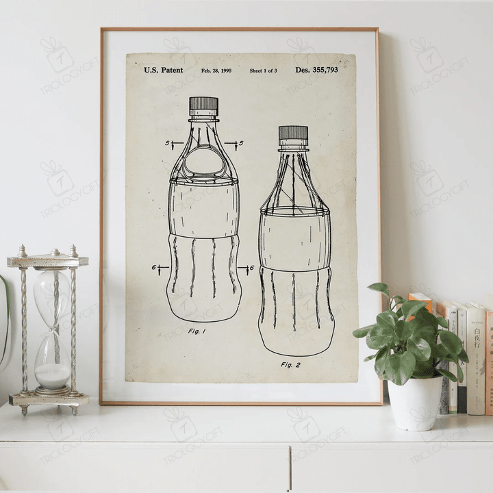 Contour Bottle Merchandiser And Display Cooler Patent Drawing Print Digital Download, Vintage Drawings Prints, Patents Art Printable Poster