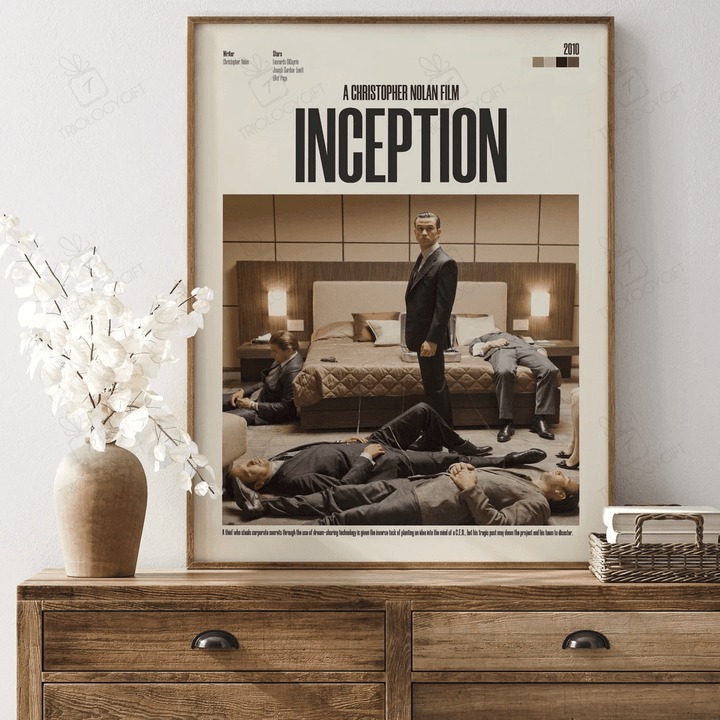 Inception Dream Movie Poster, Minimalist Modern Framed Film Quotes Posters, Classic Vintage Retro Wall Art Home Decor Print Poster Gift