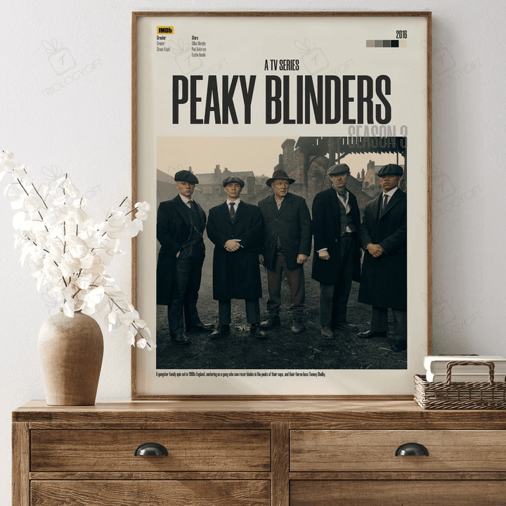 Peaky Blinders Gangster Tv Show Poster, Framed Cillian Murphy Fan Posters, Unique Vintage Retro Wall Art Home Decor Print Tv Show Poster