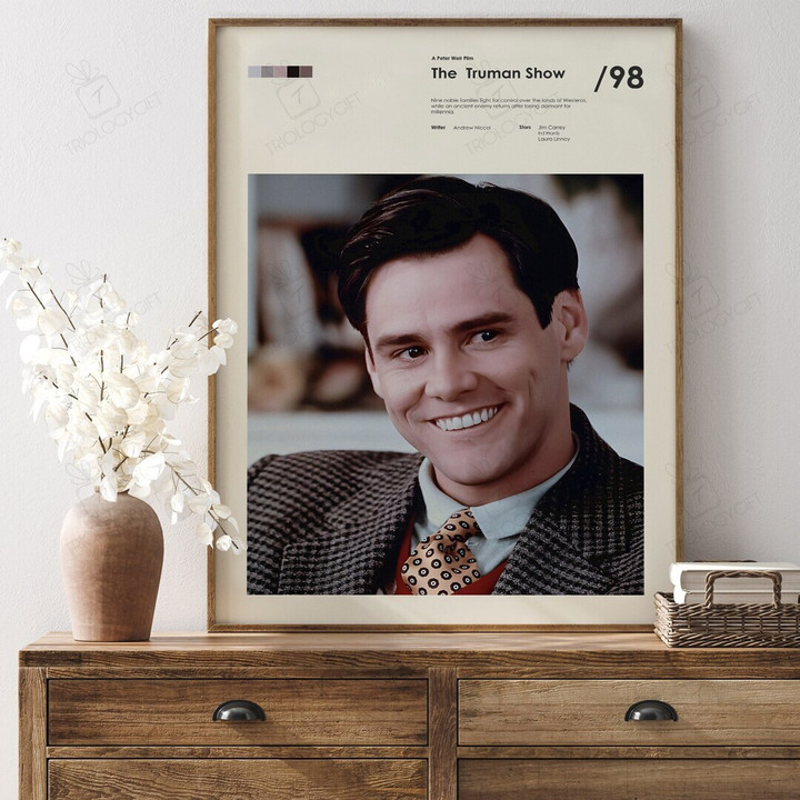 The Truman Show Movie Poster, Minimalist Modern Framed Jim Carrey Film Quotes Posters, Classic Vintage Wall Art Home Decor Print Poster Gift