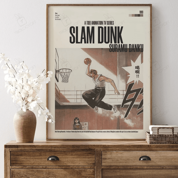 Slam Dunk Suramu Danku ?????? Movie Tv Show Poster, Vintage Anime Sports Basketball Manga Wall Art Home Decor Framed Print Poster