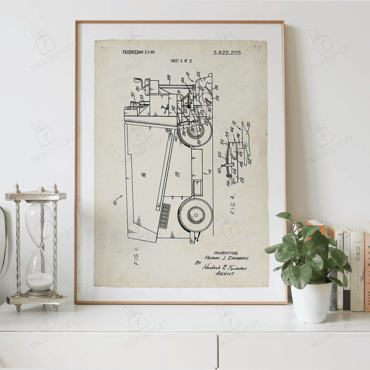 Ice Rink Resurfacing Machine Patent Drawing Print Digital Download, Vintage Patent Drawings Prints Store, Patents Wall Art Printable Poster