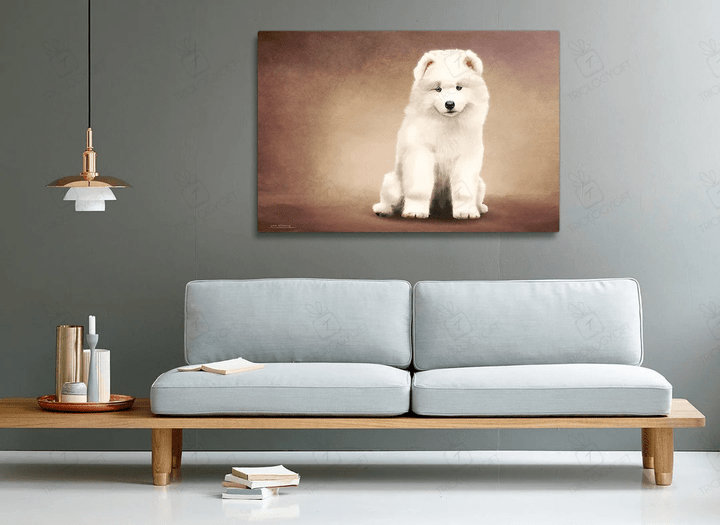 Samoyed Breed Puppy Print On Canvas
