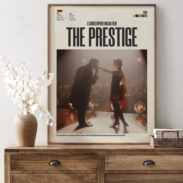 The Prestige Movie Poster Print, Modern Illustration Film Quote Posters, Vintage Retro Wall Art Home Decor Framed Cinematic Poster Gift