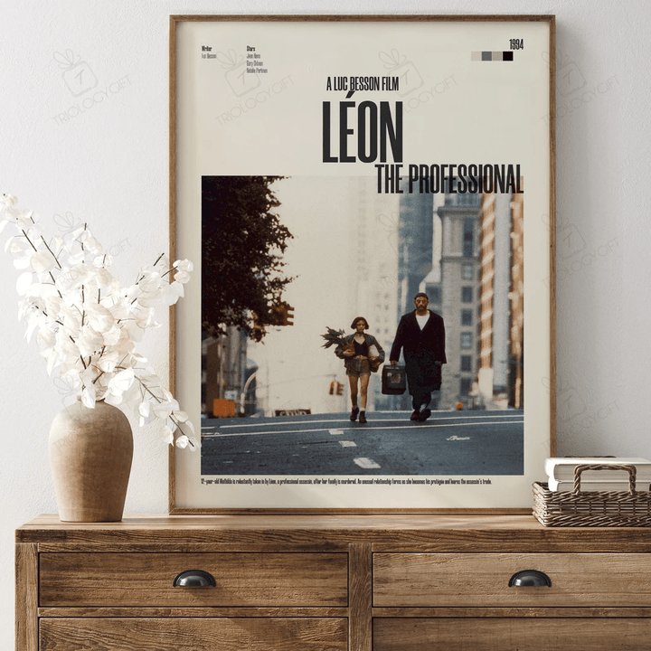 Léon The Professional Movie Poster, Minimalist Modern Framed Luc Besson Film Posters, Classic Vintage Wall Art Home Decor Print Poster