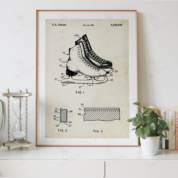 Blade For Ice Skate Patent Drawing Print Digital Download, Vintage Art Patent Drawings Prints Store, Patents Wall Art Printable Poster