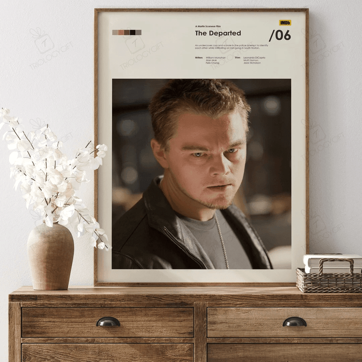 The Departed Movie Poster Print, Modern Illustration Film Quote Posters, Vintage Retro Wall Art Home Decor Framed Cinematic Poster Gift