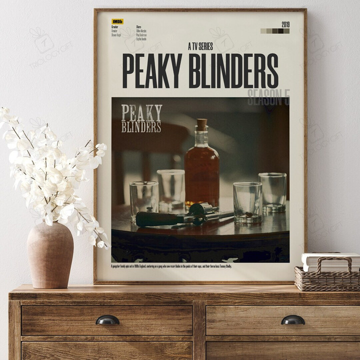 Peaky Blinders Gangster Tv Show Poster, Framed Cillian Murphy Fan Posters, Unique Vintage Retro Wall Art Home Decor Print Tv Show Poster