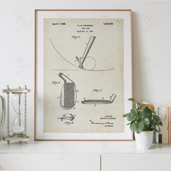 Golf Club Patent Drawing Print Digital Download, Vintage Art Patent Drawings Prints Store, Patents Wall Art Printable Poster Designs Gifts