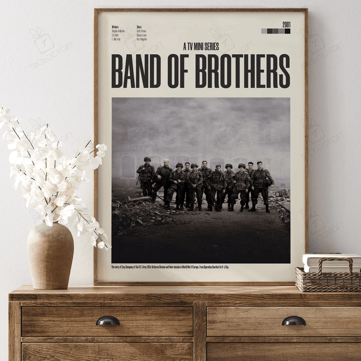 Band Of Brothers Movie Tv Show Poster, Minimalist Modern Framed Posters, Classic Vintage Retro Wall Art Home Decor Print Set Poster Gift
