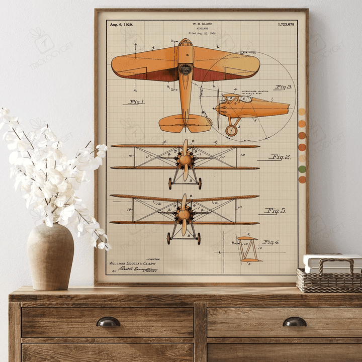 1926 Airplane Aircraft Plane Patent Print, Retro Wall Art Patent Prints, Patent Print Poster , Vintage Art Framed Prints Artwork