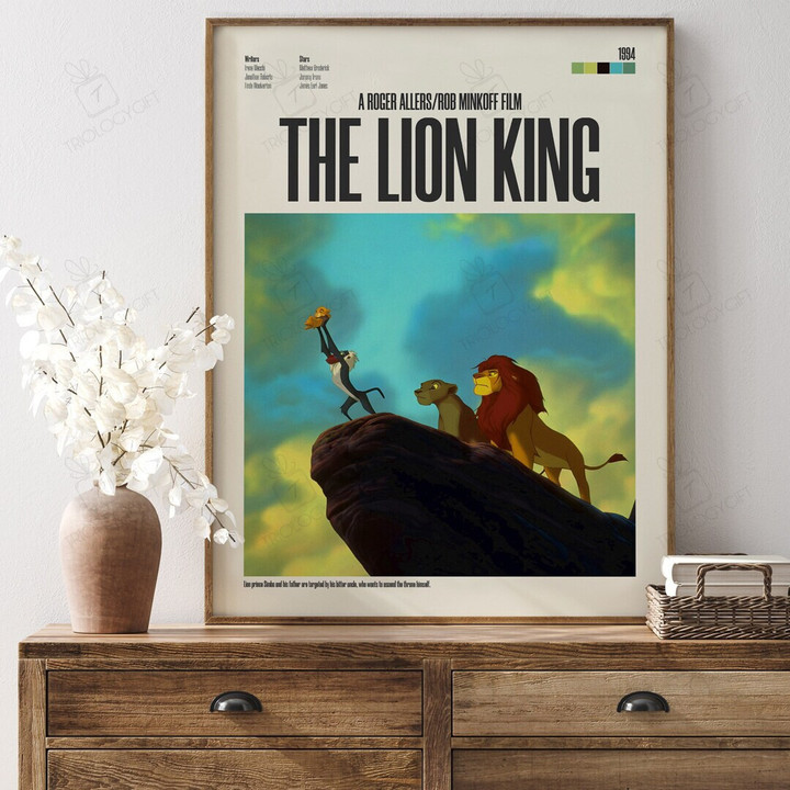 The Lion King Disney Movie Poster Print, Minimalist Modern Framed Animation Character Posters, Vintage Retro Wall Art Home Decor Poster Gift