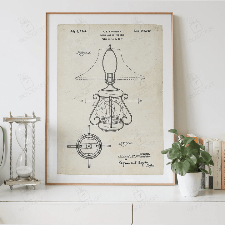 A Table Lamp Or The Like Patent Drawing Print Digital Download, Vintage Art Patent Drawings Prints Store, Patents Wall Art Printable Poster