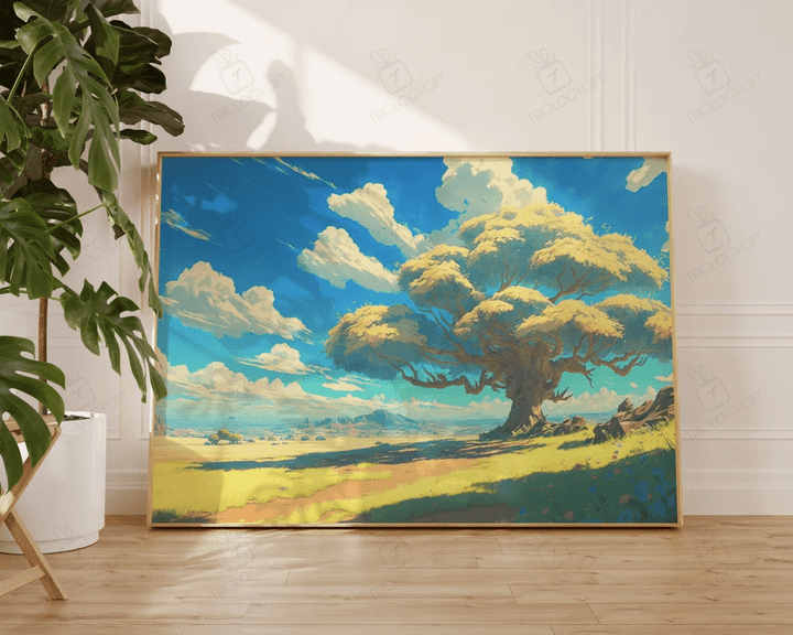 Nature Art Print Anime Nature Landscape Breath Of The Wild Art Large Gaming Room Poster Wall Art Decor Ready To Hang Framed Poster