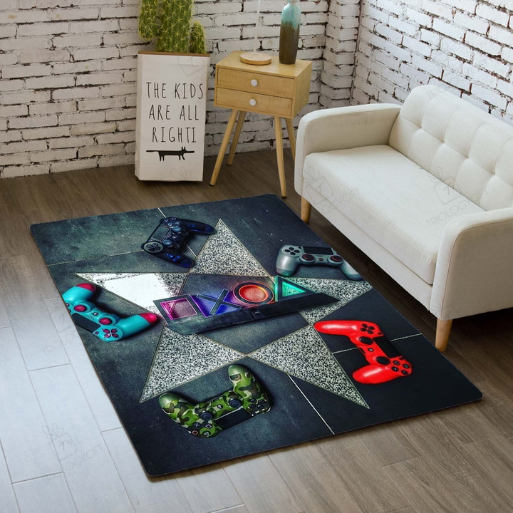 3D Printed Gamepad Area Rugs for Boys' Bedroom and Living Room D�cor Hot Rod Rug For Garage, Automotive Garage Rug