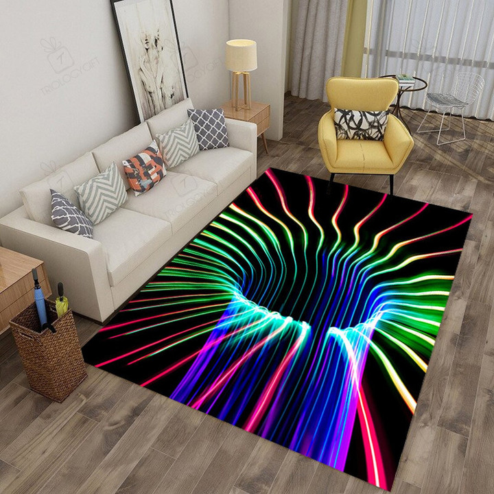 Multicolor 3D Vortex Illusion Area For Living Room Bedroom Hot Rod Rug For Garage, Automotive Garage Rug