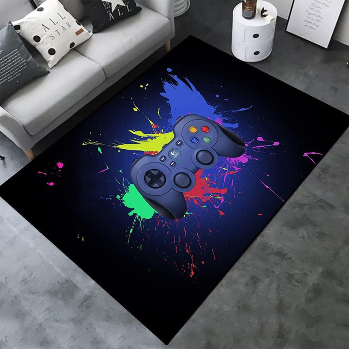Non-Slip Area Rug with 3D Gamer Print and Crystal Floor Polyester Mat Hot Rod Rug For Garage, Automotive Garage Rug