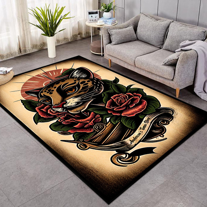 Best Personalized Tattoo Rug Customizable Rugs For Your Home Hot Rod Rug For Garage, Automotive Garage Rug