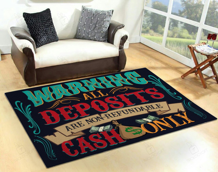 Cash Only &#8211; Warning All Deposits Are Non-refundable Area Rug For Tatoo Shop Hot Rod Rug For Garage, Automotive Garage Rug