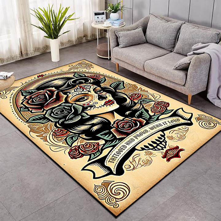 Create Your Own Personalized Tattoo Rug Customizable Options For Your Floors Hot Rod Rug For Garage, Automotive Garage Rug