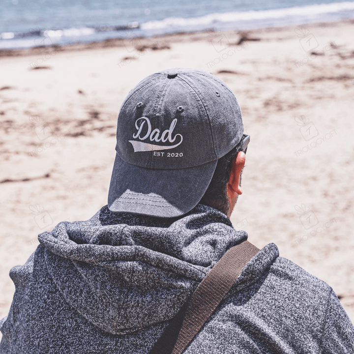 Personalized Dad Est Embroidered Baseball Cap - Custom Fitted Dad Cap Father's Day Gift Hat