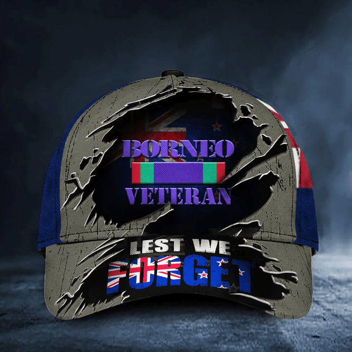 Borneo Veteran Lest We Forget New Zealand Flag Hat Remembrance Day Military Caps Men