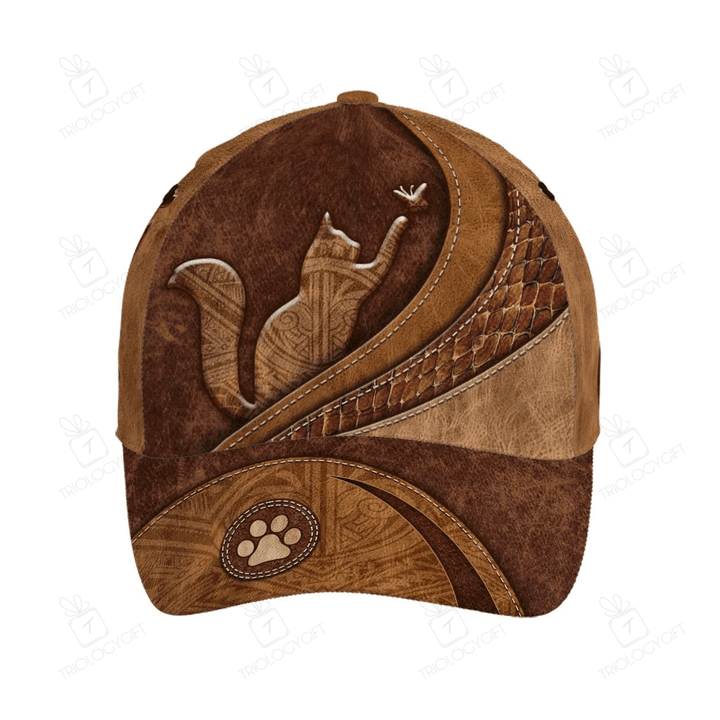 Cat Leather Tattoo Tribal Baseball Cap Classic Hat - Unisex Sports Adjustable Cap - Gift For Men And Women