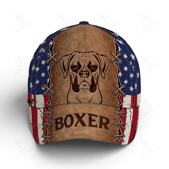 Boxer Dog Flag Art Grunge Baseball Cap Classic Hat - Unisex Sports Adjustable Cap - Best Gift For Dog Lover