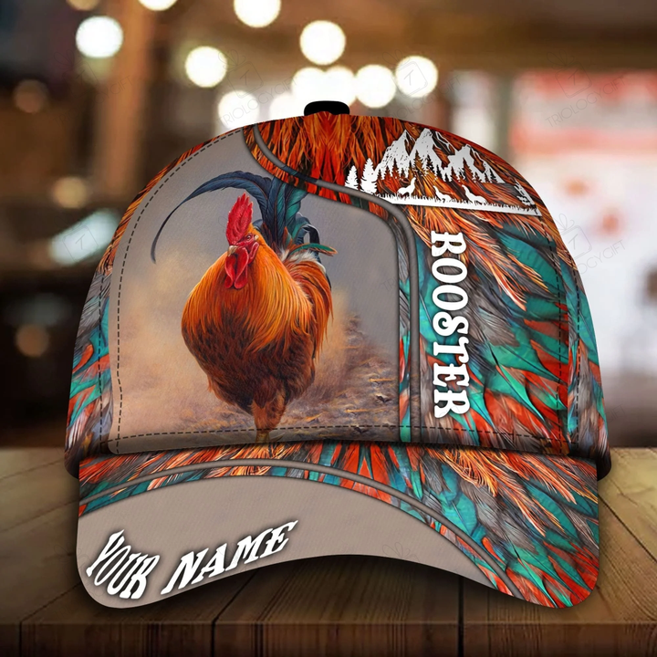 Custom With Name The Best Rooster Cap Hat, Rooster Gift For Rooster Lovers Multicolor 3D Baseball Cap Hat