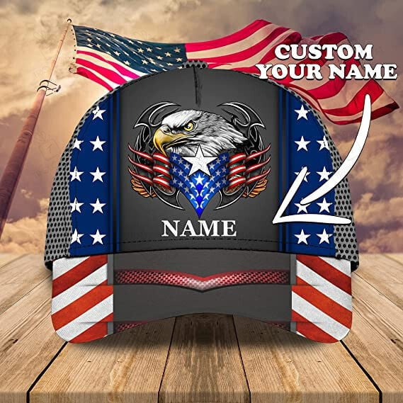 Patriotic Bald Eagle Printed Hat in a American Flag Mens Women���s 3D classic cap