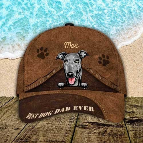 Personalized Dog Greyhound Hat, Custom Photo Greyhound Dog 3D Cap