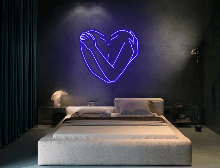 Hugging Myself Neon Sign, Line Art Led Sign, Custom Neon Sign, Face Led Signs, Abstract Wall Art, Bedroom Decor, Valentine Gifts