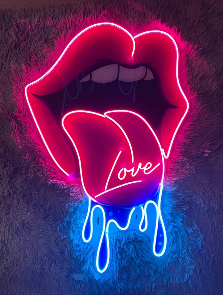 Dripping Lips Neon Sign, Dripping Love Led Sign, Wall Decor, Dripping Lips Neon Sign, Custom Neon Sign, Christmas Decor, Best Gifts
