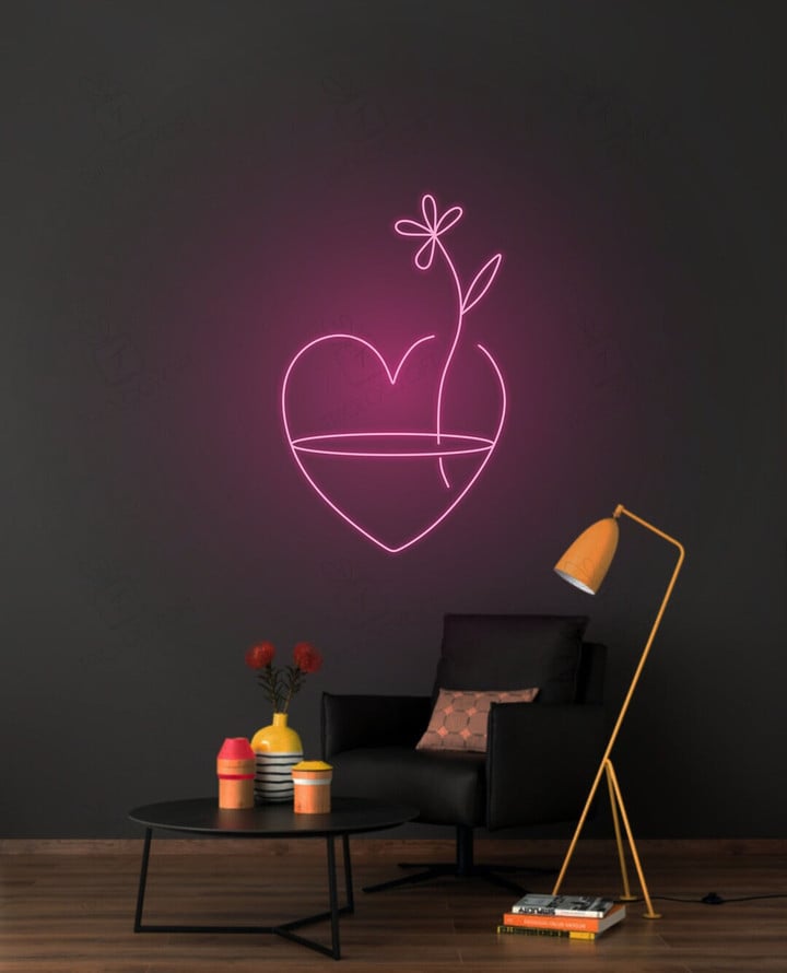 Flowers Heart Bottle Neon Sign Custom Wedding Neon Sign Custom Gifts for Her Gifts for Him Valentine's Gifts Personalized Gifts