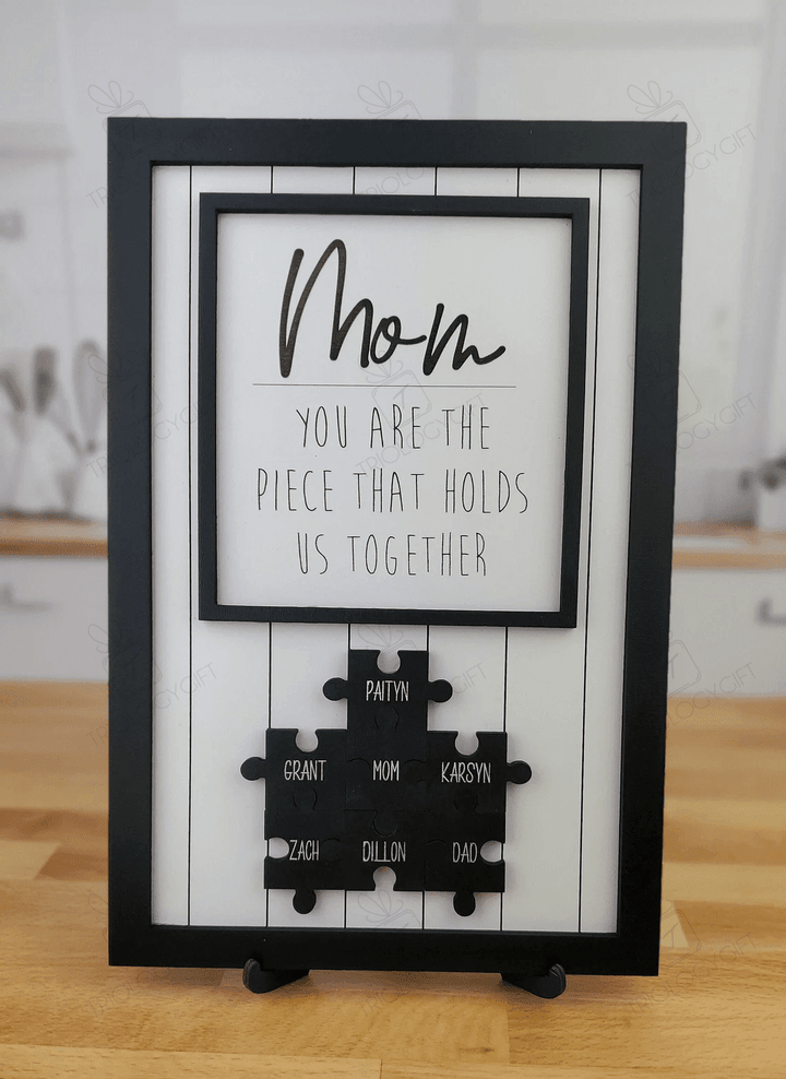 Personalized Puzzle Piece Sign For Mom, Mothers Day Puzzle Sign