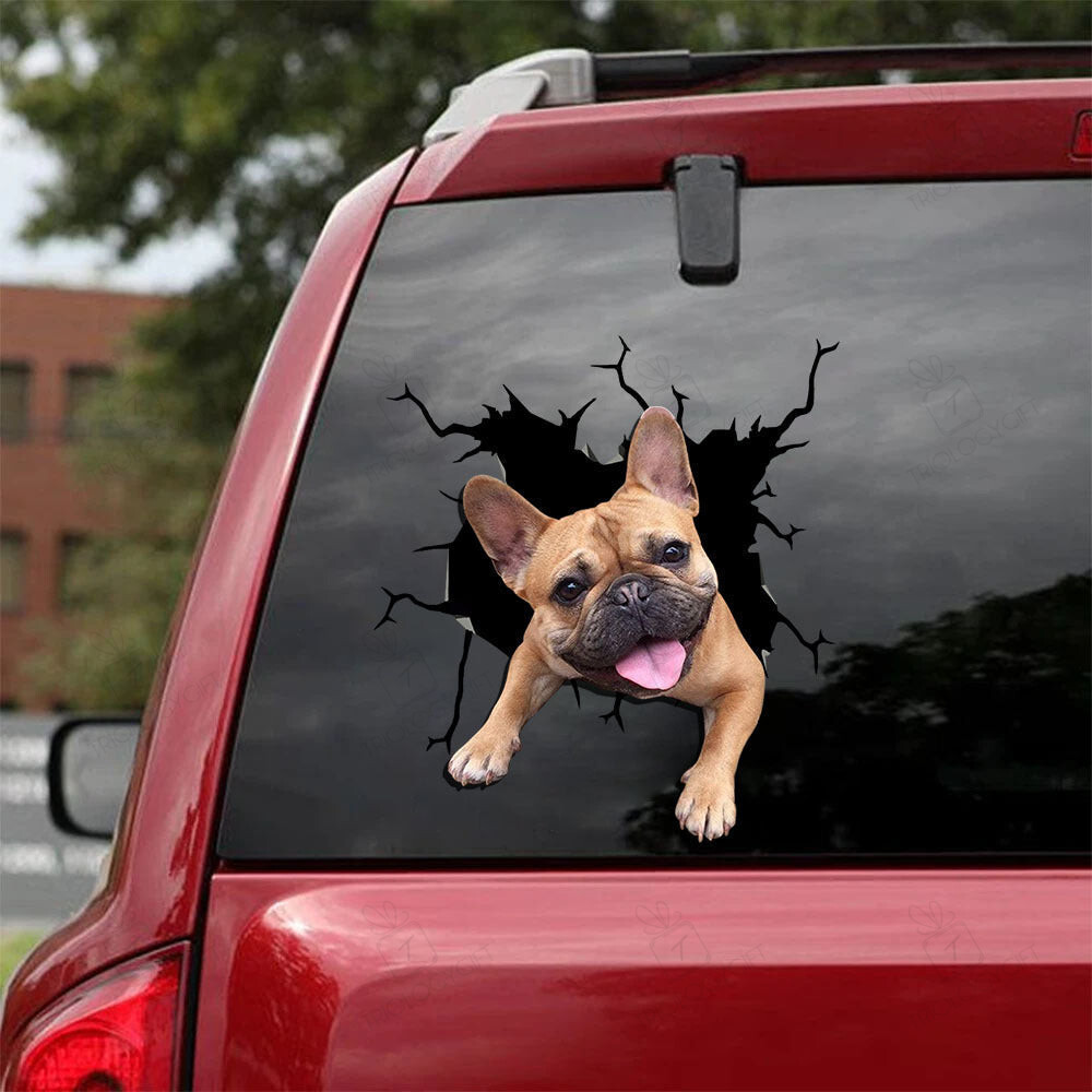 French Bulldog Crack Decal For Car Window Cool Die Cut Stickers , Harry Potter Window Decals 12x12IN 2PCS