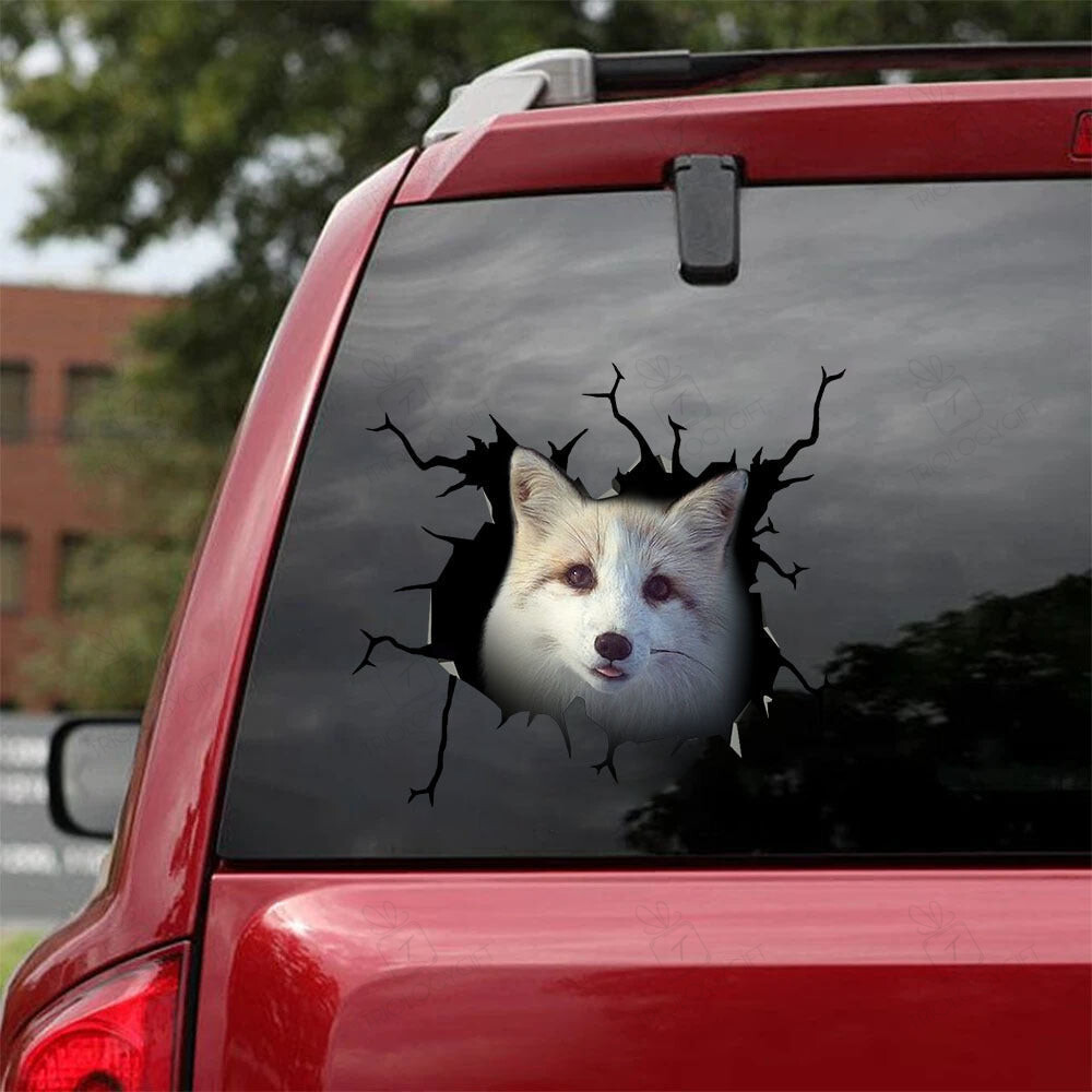 Fox Crack Decal For Back Car Window Cute A Floor Stickers , Ecosport Sticker 12x12IN 2PCS
