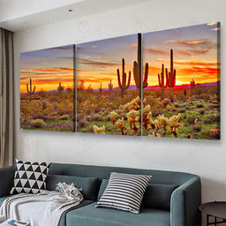 Arizona Large Sonoran Desert Multi Panel Wall Art Mutil Panel Canvas 3PIECE(48x24)