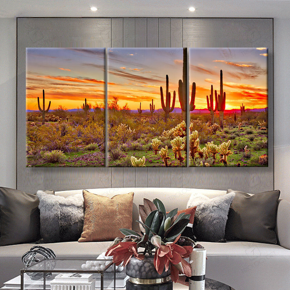 Arizona Large Sonoran Desert Multi Panel Wall Art Mutil Panel Canvas 3PIECE(36x18)