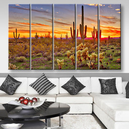 Arizona Large Sonoran Desert Multi Panel Wall Art Mutil Panel Canvas 5PIECE(80x48)