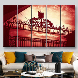 You ll Never Walk Alone Liverpool Fc Anthem Shankly Gates Anfield Red 1 Sport Multi Panel Wall Art Mutil Panel Canvas 5PIECE(60x36)