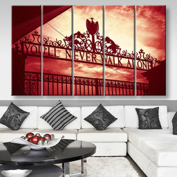 You ll Never Walk Alone Liverpool Fc Anthem Shankly Gates Anfield Red 1 Sport Multi Panel Wall Art Mutil Panel Canvas 5PIECE(80x48)