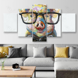 Hand Painted Pig with Eyeglasses Multi Panel Wall Art Mutil Panel Canvas 5PIECE(Mixed 12)