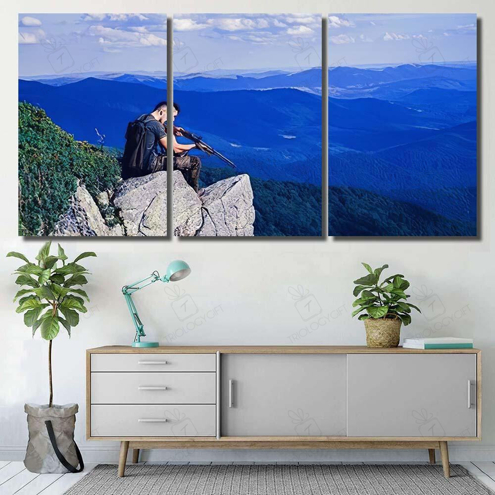 Man Hunter Gun His Rifle Hunting Hunting and Fishing Canvas Print ...