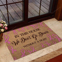 In This House Breast Cancer Front Back Door Rug Durable Rubber Backing Non Slip Welcome DoorMat  - Doormat Home Decor