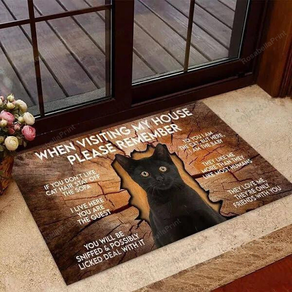 Cat Front Back Door Rug Durable Rubber Backing Non Slip Welcome DoorMat  - Doormat Home Decor